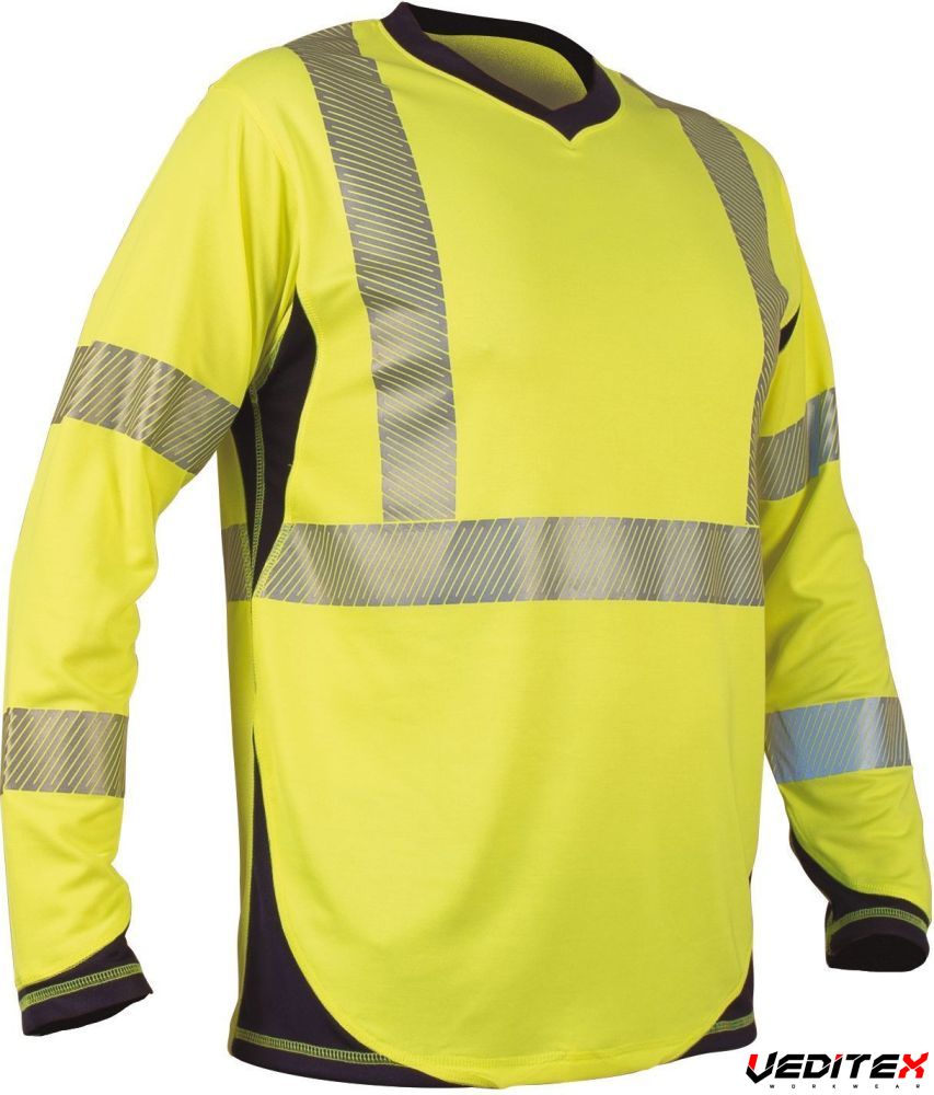 T-shirt Haute Visibilité à Manches Longues Avec Capuche - Couleur Fluo - Taille M - Polyester Respirant - Pour Chantier, Sécurité