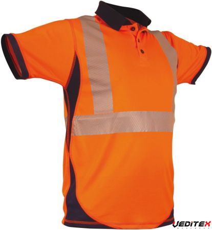 Polo manches courtes haute visibilité en fibre naturelle de bambou  UPF 40+