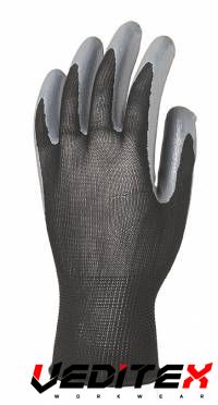 Gants de protection polyester noir, enduction nitrile