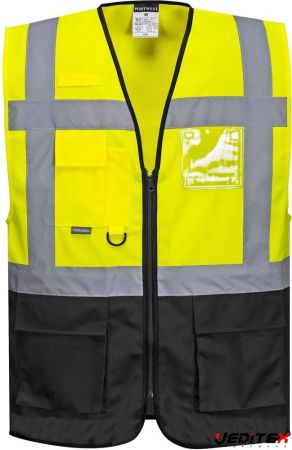 Gilet Réfléchissant PROTECTION Veste Poche Sécurité Jaune Noir XXL