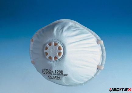 Masque respiratoire format coque  FFP2 R D VALVE  "129BW "