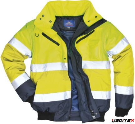 Blouson bicolore fluo avec manches amovibles 3 en 1- C465
