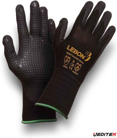 Gant de protection des mains 100% polyamide texturé [LEBON PROTECTION] Gants  de manipulation fine, modèle GANTDEXITOUCH/DUAL