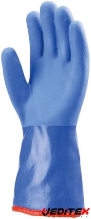 Gants PVC bleu anti-froid, 35 cm, doublure amovible