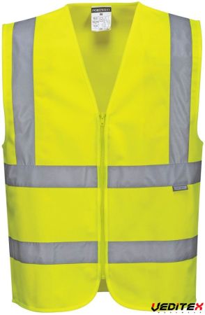 Gilet haute visibilité avec fermeture éclair zip,100% polyester- C375