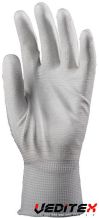 Gants de protection polyamide blanc, paume enduit PU blanc, antistatique [6187]