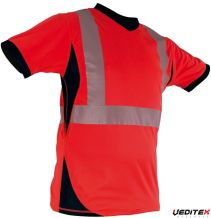 Tee shirt haute visibilité ultra léger col en V, UPF 20+ 