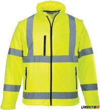 Veste softshell jaune fluo Haute Visibilité La Route une Passion intérieur  micro polaire