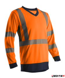 Tee-shirt manches longues haute visibilité col V CLASSE 3 -SUNO II [5SUN]