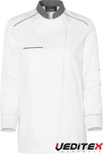 Veste de cuisine femme manches longues avec col et liseré contrasté NEOSPIRIT [0607]