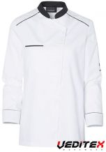Veste de cuisine femme manches longues avec col et liseré contrasté NEOSPIRIT