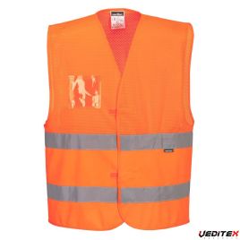 Gilet haute visibilité semi maille, porte badge-Classe 1 [C494]