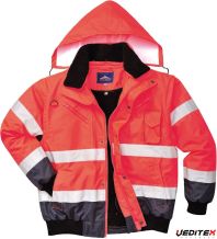 Blouson bicolore fluo avec manches amovibles 3 en 1- C465