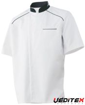 Veste de cuisine manches courtes avec col et liseré contrasté NEOSPIRIT [NEOSPIRITVE]