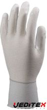 Gants de protection polyamide blanc, paume enduit PU blanc, antistatique