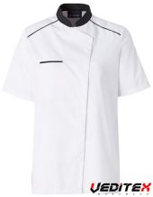 Veste de cuisine femme manches courtes avec col et liseré contrasté NEOSPIRIT [0666]