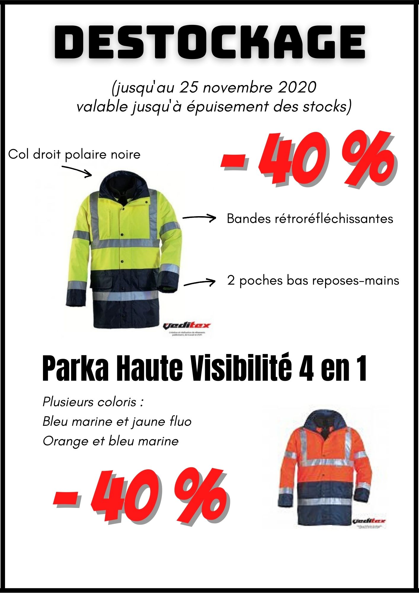 -40%* sur la parka haute visibilité 4 en 1 de Cover Guard